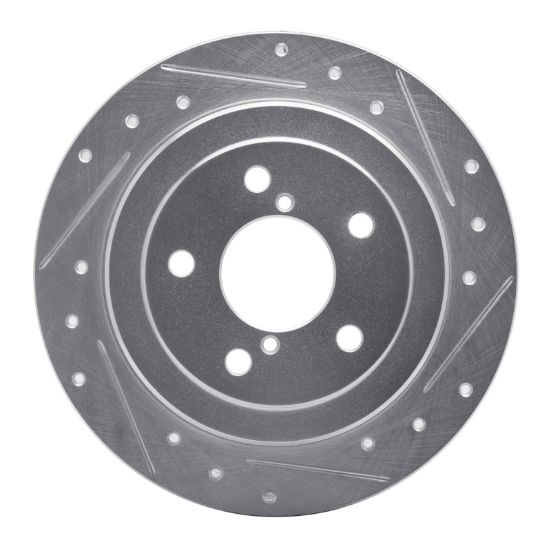 Saab 9-2X Brake Rotor (1) - Rear Right - R1 Concepts - Drilled & Slotted - Silver - `90-`08